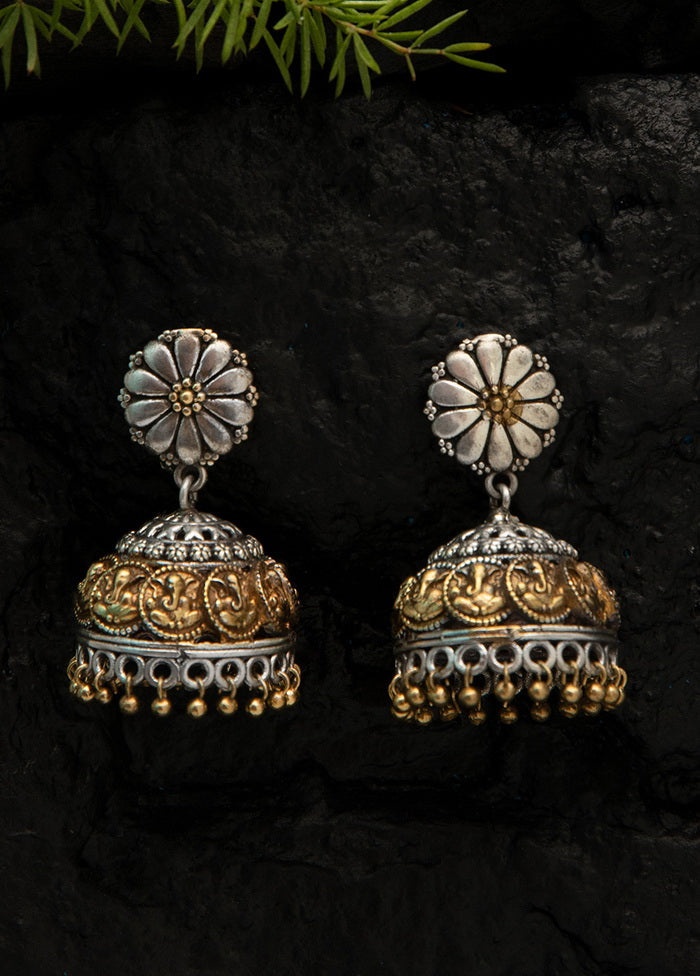 Elephant Design Dual Tone Brass Jhumka - Indian Silk House Agencies