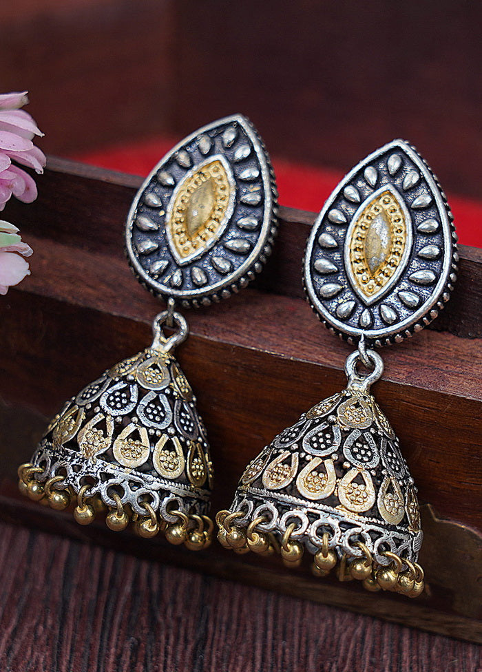 Handcrafted Dual Tone Brass Jhumka - Indian Silk House Agencies