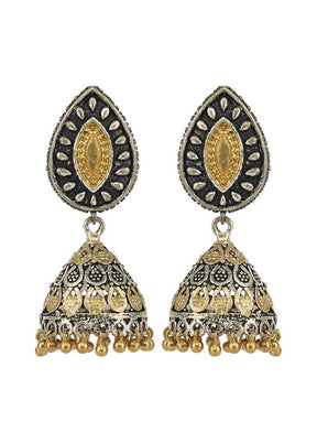 Handcrafted Dual Tone Brass Jhumka - Indian Silk House Agencies