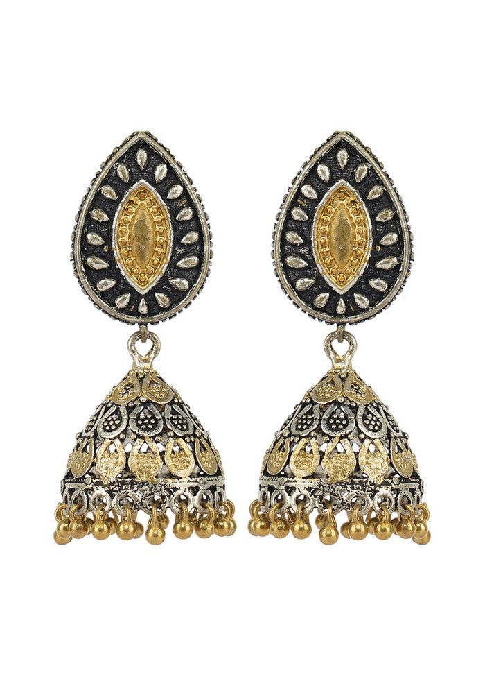 Handcrafted Dual Tone Brass Jhumka - Indian Silk House Agencies