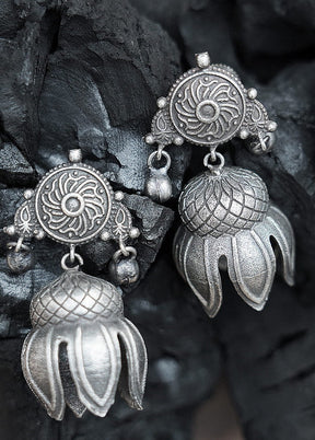 Ghungroo Style Silver Tone Brass Earrings - Indian Silk House Agencies