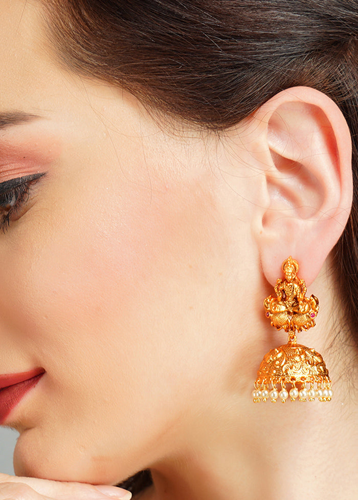 Handcrafted Matte Gold Temple Jhumki - Indian Silk House Agencies