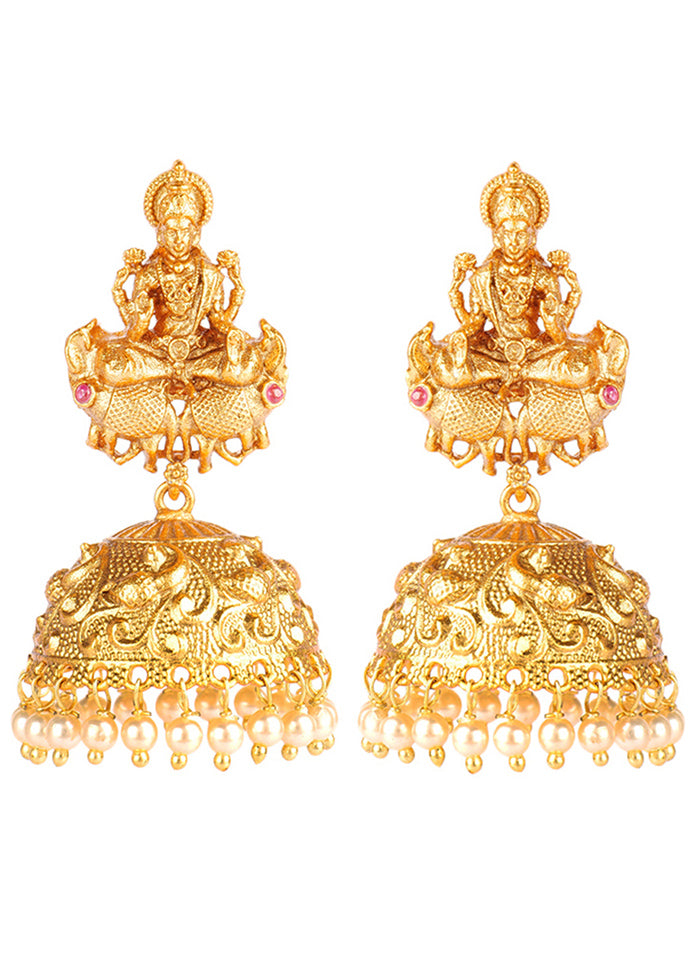 Handcrafted Matte Gold Temple Jhumki - Indian Silk House Agencies