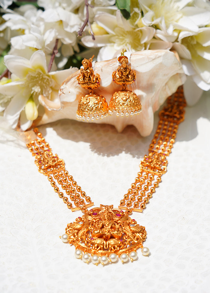 Set Of 2 Gold Tone Set Of Temple Necklace And Earrings - Indian Silk House Agencies