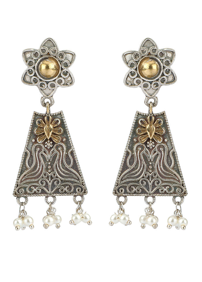 Dual Tone Handcrafted Brass Earrings - Indian Silk House Agencies