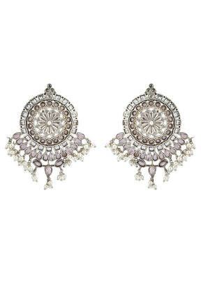 Pink Silver Tone Handcrafted Stud Earrings - Indian Silk House Agencies
