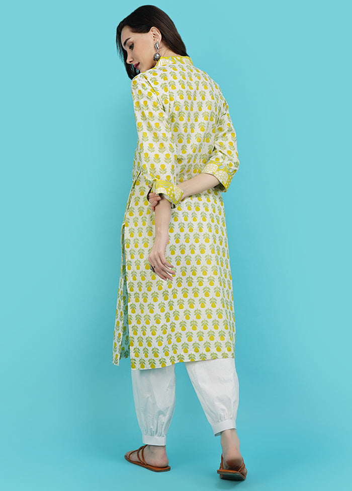 Yellow Cotton Printed Kurti VDJB311236 - Indian Silk House Agencies