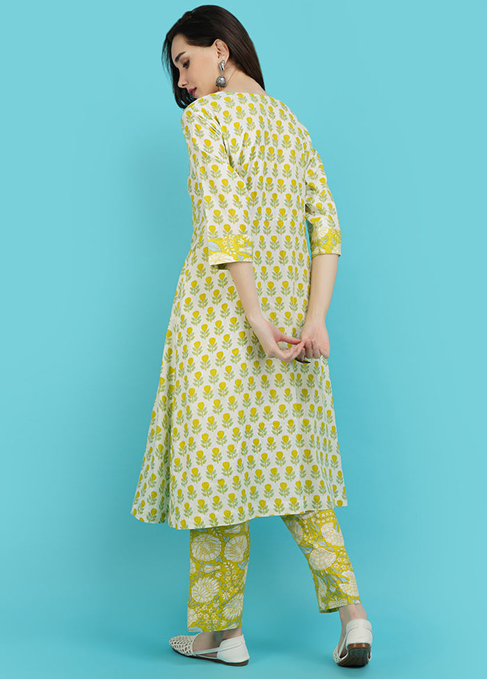 2 Pc Yellow Cotton Printed Kurti Set VDJB311248 - Indian Silk House Agencies