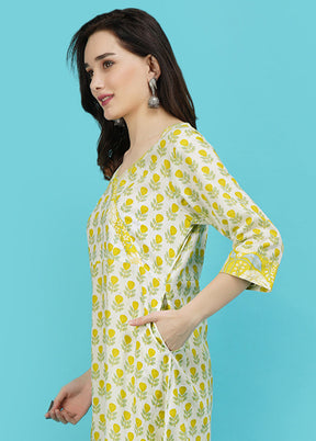 2 Pc Yellow Cotton Printed Kurti Set VDJB311248 - Indian Silk House Agencies