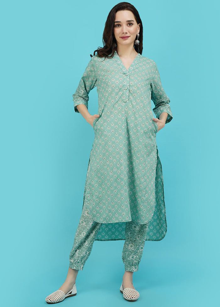 2 Pc Grey Cotton Printed Kurti Set VDJB311250 - Indian Silk House Agencies