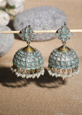 Dual Tone Brass Stud Earrings - Indian Silk House Agencies