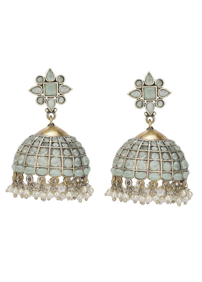 Dual Tone Brass Stud Earrings - Indian Silk House Agencies