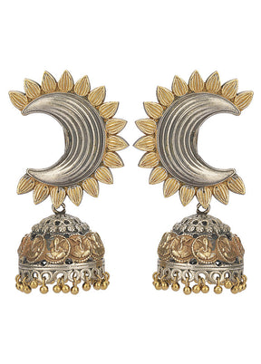 Dual Tone Brass Stud Jhumka - Indian Silk House Agencies