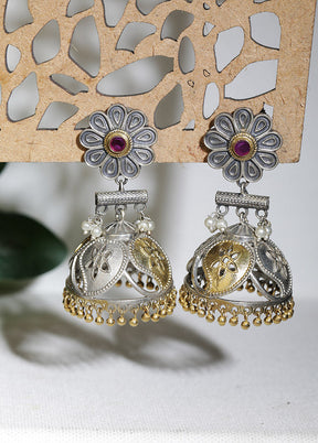 Dual Tone Brass Stud Jhumka - Indian Silk House Agencies