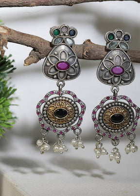 Handcrafted Dual Tone Brass Stud Earrings - Indian Silk House Agencies