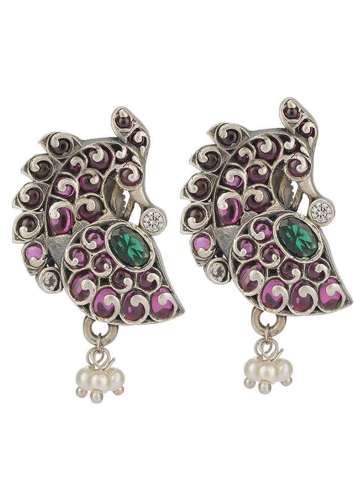 Handcrafted Silver Tone Brass Earrings - Indian Silk House Agencies