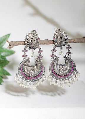 Silver Tone Handcrafted Brass Earrings - Indian Silk House Agencies