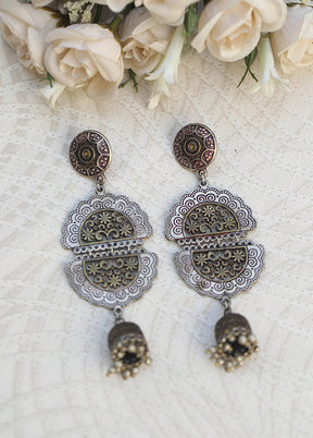 Silver Kundan Work Brass Earrings - Indian Silk House Agencies