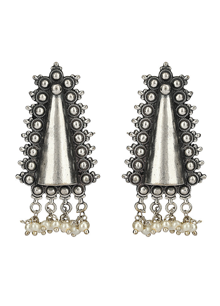 Silver Kundan Work Brass Earrings - Indian Silk House Agencies