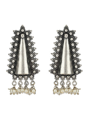 Silver Kundan Work Brass Earrings - Indian Silk House Agencies