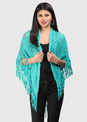 Green Acrylic Knitted Scarf - Indian Silk House Agencies