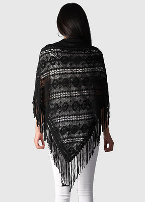 Black Acrylic Knitted Scarf - Indian Silk House Agencies