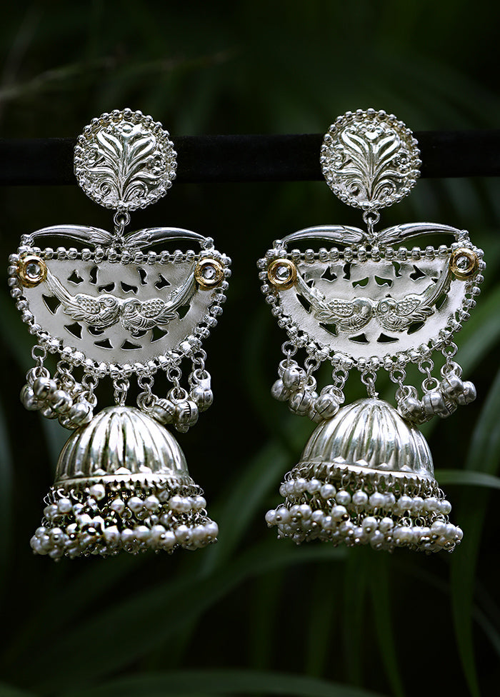 Silver Handcrafted Brass Jhumka - Indian Silk House Agencies