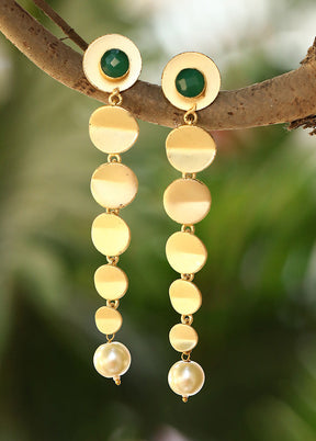 Long Pattern Matte Gold Earrings - Indian Silk House Agencies