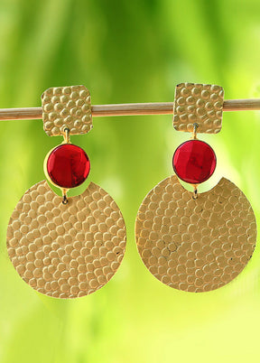 Round Shape Matte Gold Earrings - Indian Silk House Agencies