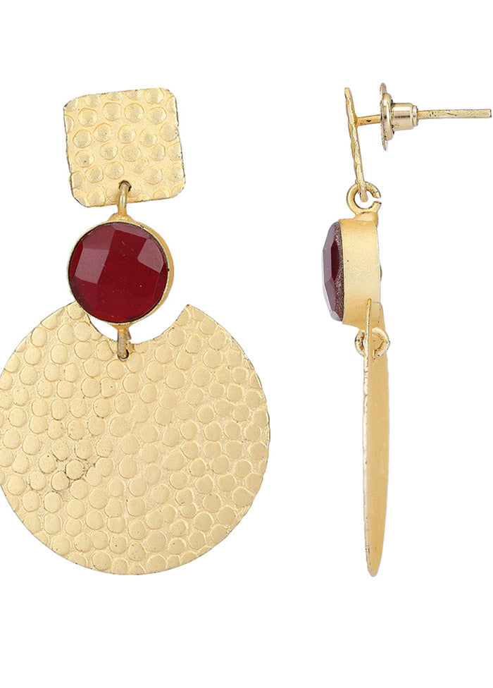 Round Shape Matte Gold Earrings - Indian Silk House Agencies