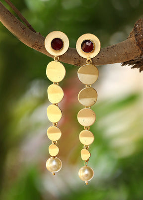 Long Pattern Matte Gold Earrings - Indian Silk House Agencies