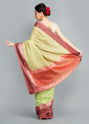 Green Dupion Silk Saree With Blouse Piece - Indian Silk House Agencies