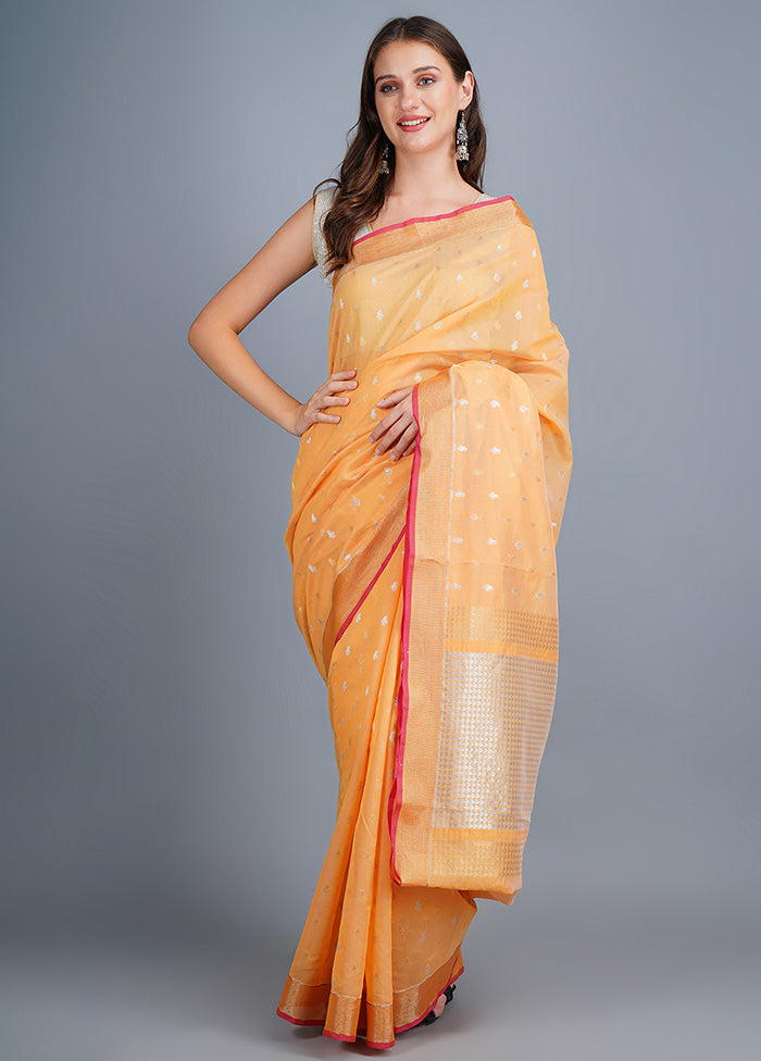 Peach Dupion Silk Saree With Blouse Piece - Indian Silk House Agencies