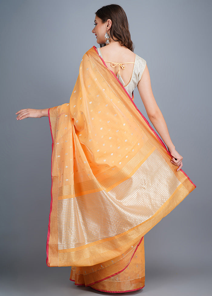 Peach Dupion Silk Saree With Blouse Piece - Indian Silk House Agencies