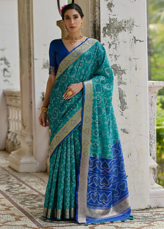 Firoza Spun Silk Saree With Blouse Piece