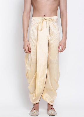 Beige Solid Silk Dhoti - Indian Silk House Agencies