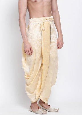 Beige Solid Silk Dhoti - Indian Silk House Agencies