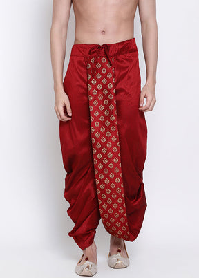 Red Solid Silk Dhoti - Indian Silk House Agencies