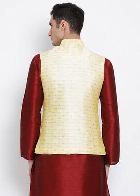 Yellow Polka Dots Silk Jacket VDSAN040245 - Indian Silk House Agencies