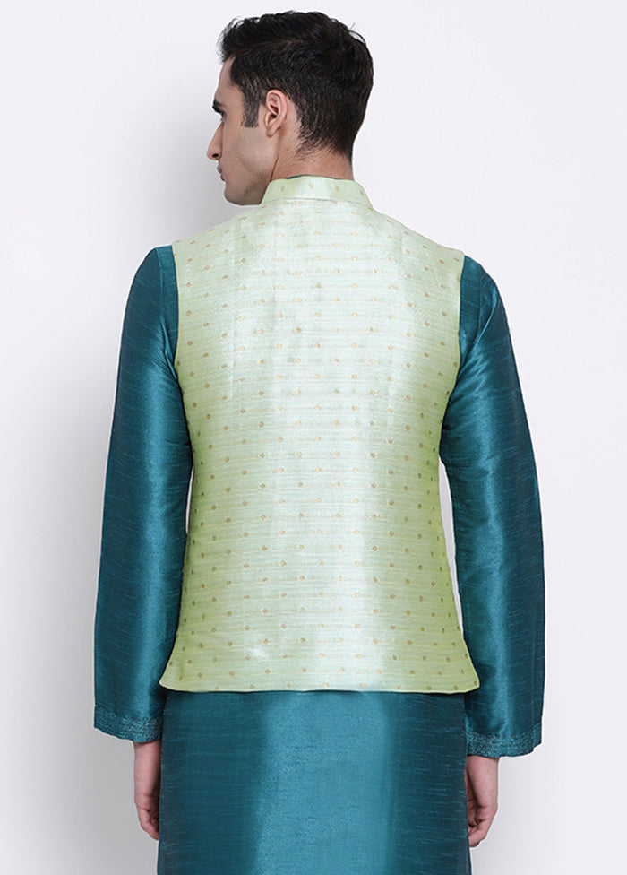 Sea Green Polka Dots Silk Jacket VDSAN040249 - Indian Silk House Agencies