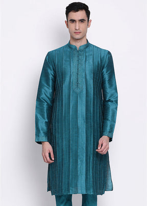 Sea Green Woven Silk Kurta VDSAN040289 - Indian Silk House Agencies