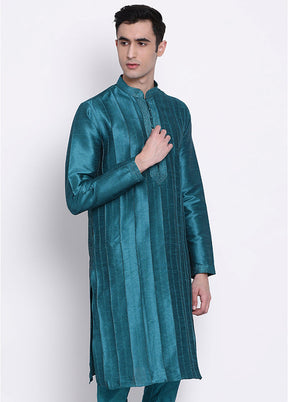 Sea Green Woven Silk Kurta VDSAN040289 - Indian Silk House Agencies