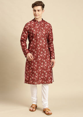 Maroon Printed Cotton Kurta VDSAN040488 - Indian Silk House Agencies