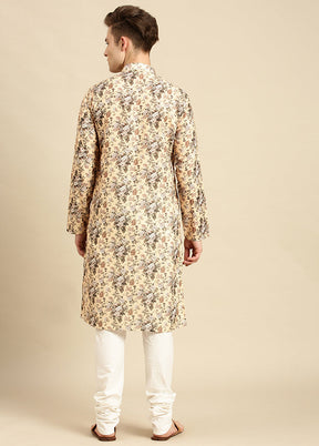 Yellow Printed Cotton Kurta VDSAN040491 - Indian Silk House Agencies