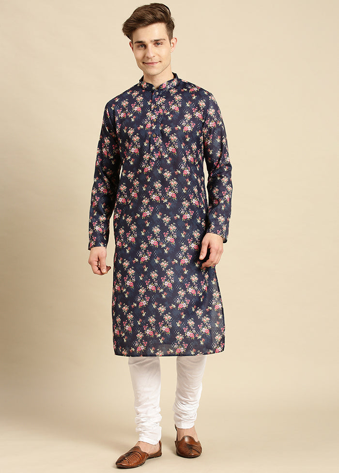 Blue Printed Cotton Kurta VDSAN040494 - Indian Silk House Agencies