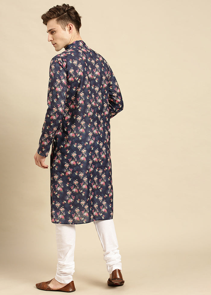 Blue Printed Cotton Kurta VDSAN040494 - Indian Silk House Agencies