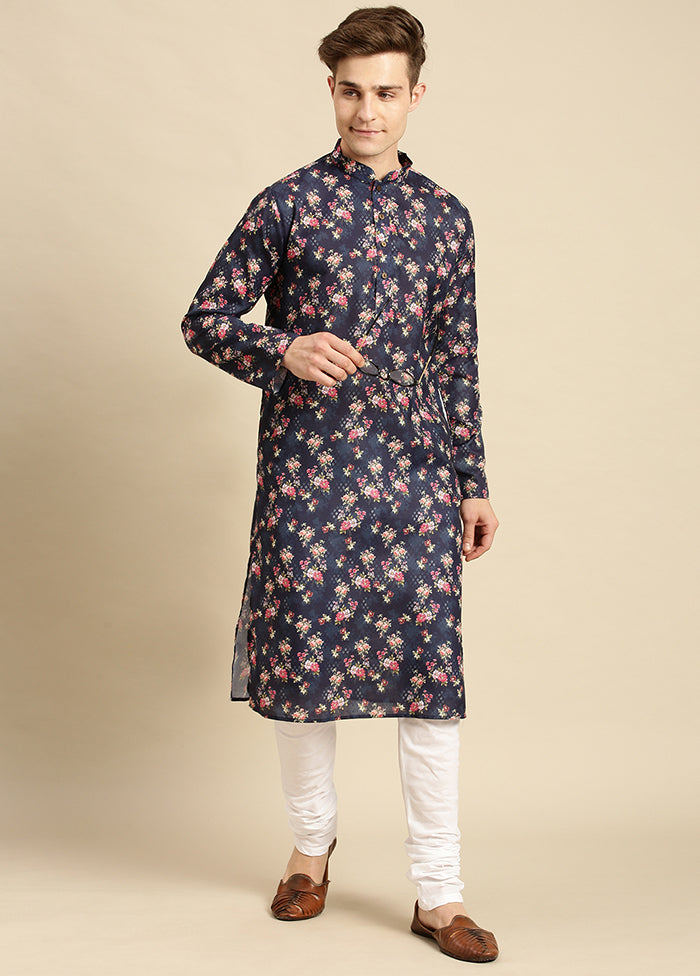 Blue Printed Cotton Kurta VDSAN040494 - Indian Silk House Agencies