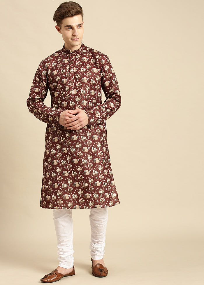 Maroon Printed Cotton Kurta VDSAN040479 - Indian Silk House Agencies