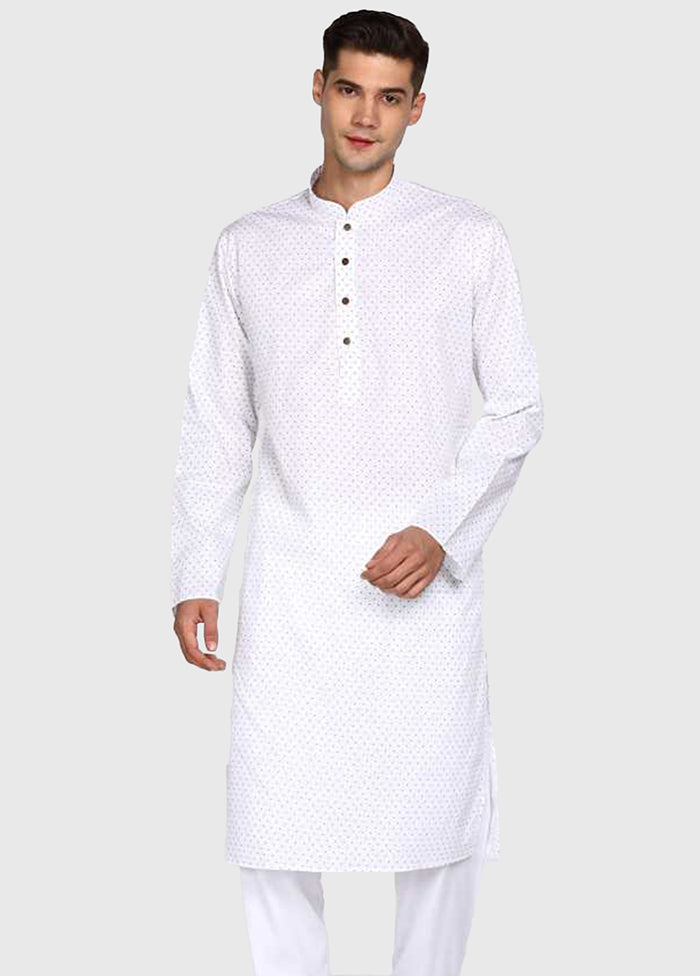 White Printed Cotton Kurta VDSAN040484 - Indian Silk House Agencies