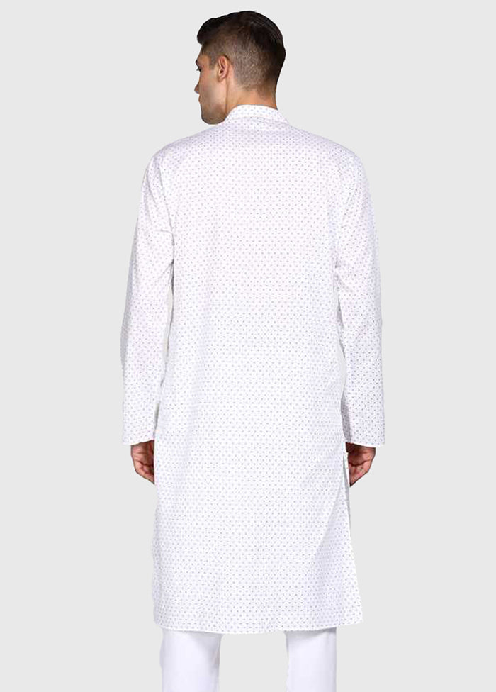 White Printed Cotton Kurta VDSAN040484 - Indian Silk House Agencies